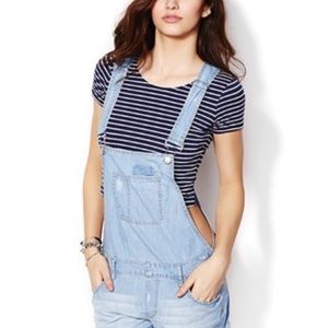 Light blue denim overalls